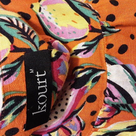 KOURT Vibrant Orange Fruit Print Mini Dress Size - Picture 3 of 12